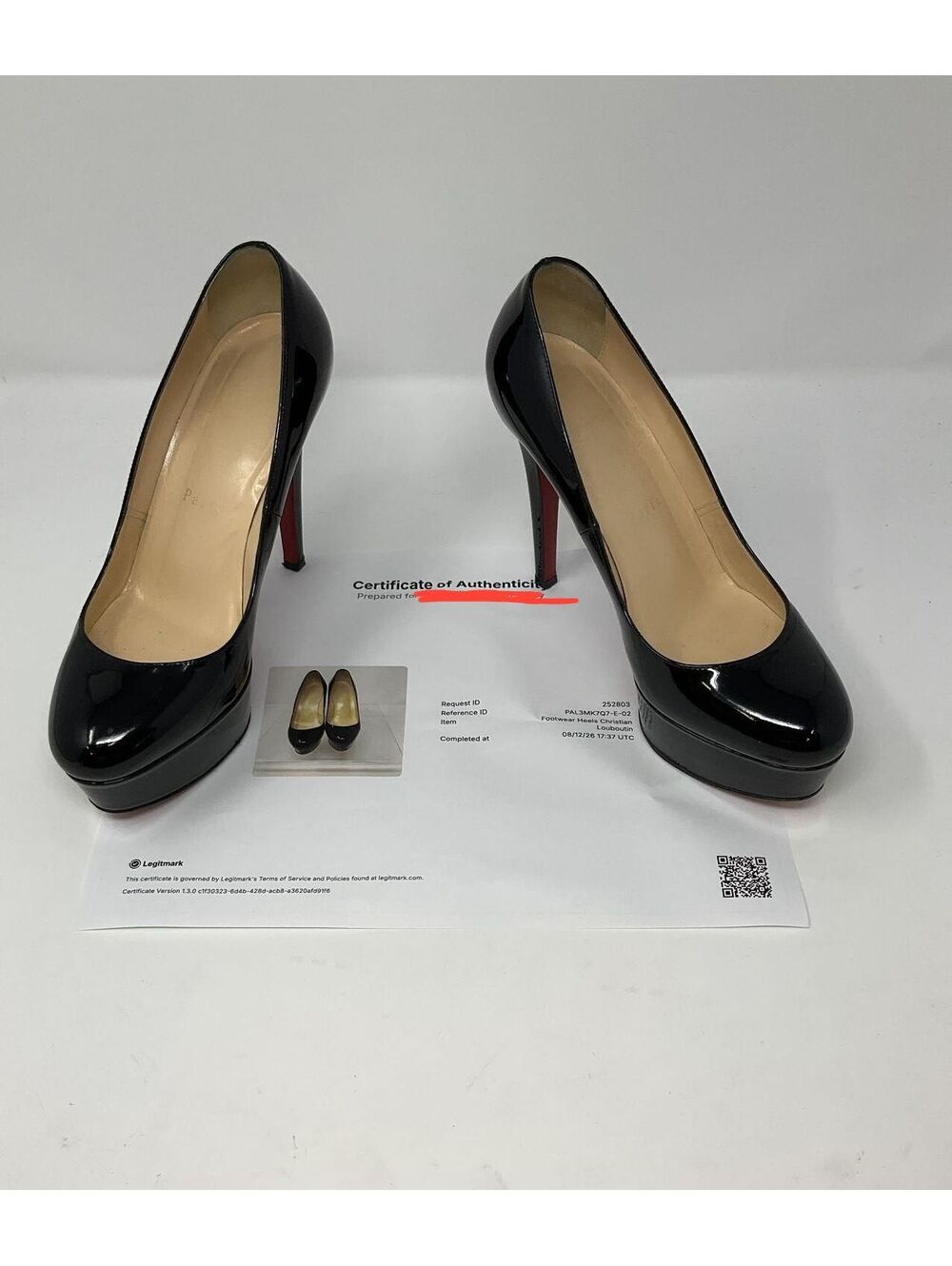 Christian Louboutin Bianca Black Patent Leather Platform Pumps Size 35.5 COA